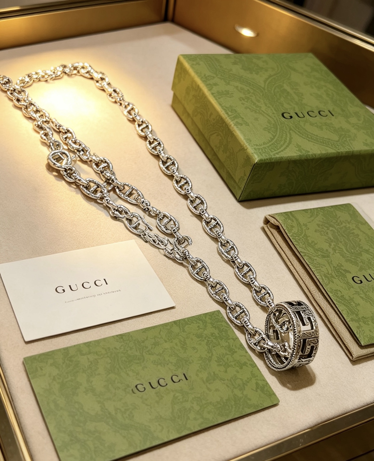 Gucci A貨雙G鏈條項鍊 復古雕刻設計潮流百搭男女款| 9 Gucci A貨雙G鏈條項鍊 復古雕刻設計潮流百搭男女款