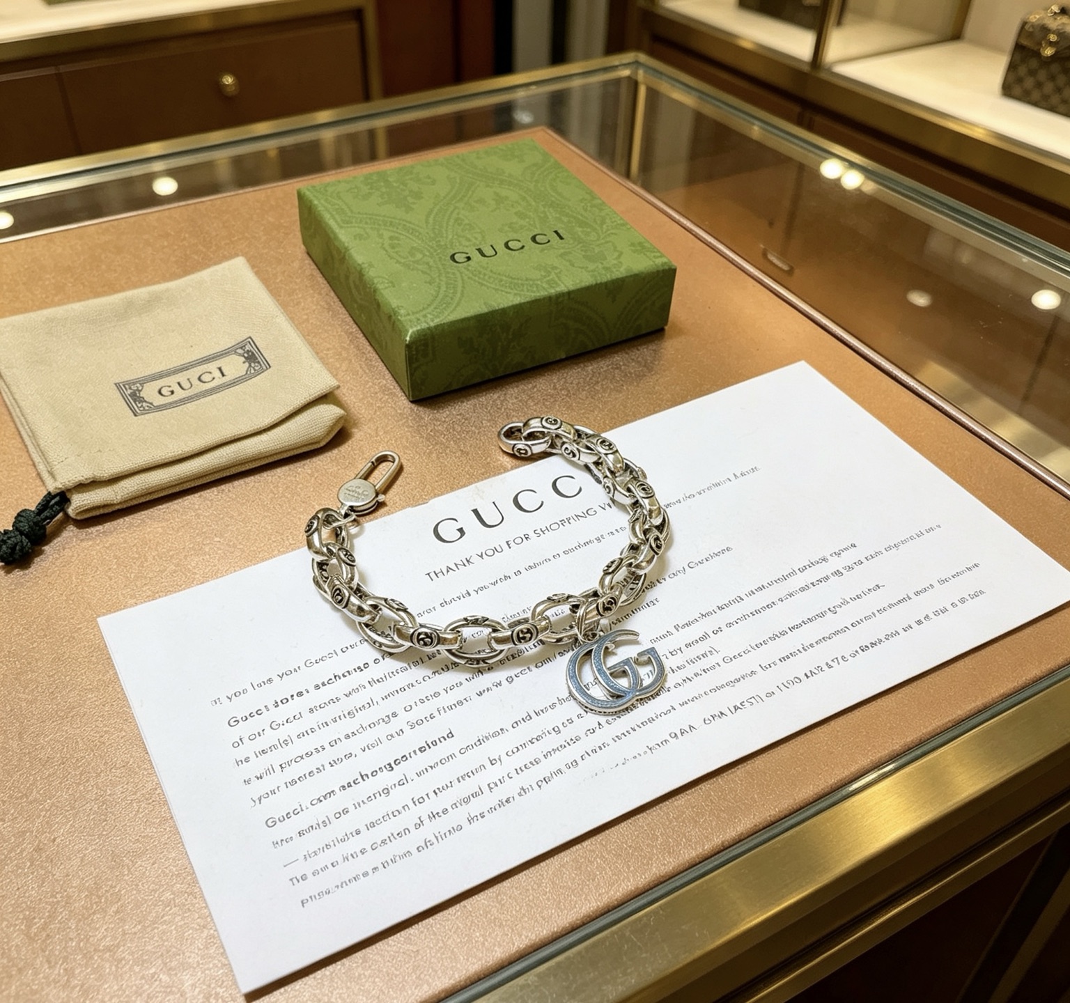 GUCCI 高仿復古雕刻鏈條手鍊 圓牌雙G設計款| 11 GUCCI 高仿復古雕刻鏈條手鍊 圓牌雙G設計款