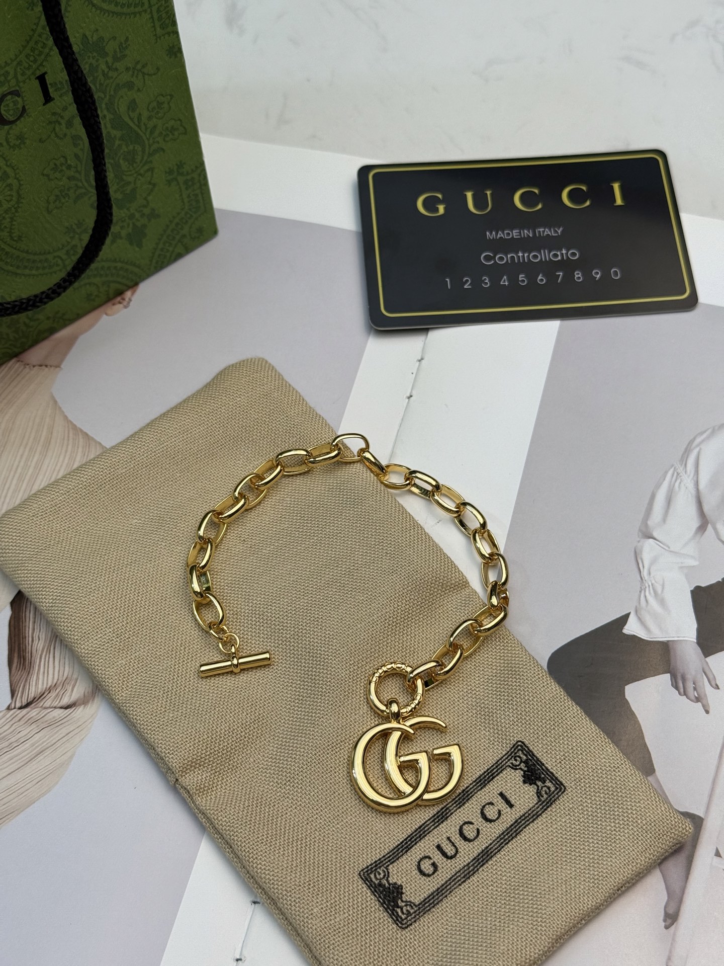 GUCCI 原單雙G圓牌手鍊 鑲鑽氣質款| 12 GUCCI 原單雙G圓牌手鍊 鑲鑽氣質款