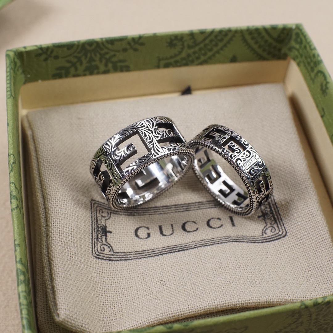 GUCCI 高仿復古雕刻戒指 寬版情侶對戒款| 11 GUCCI 高仿復古雕刻戒指 寬版情侶對戒款