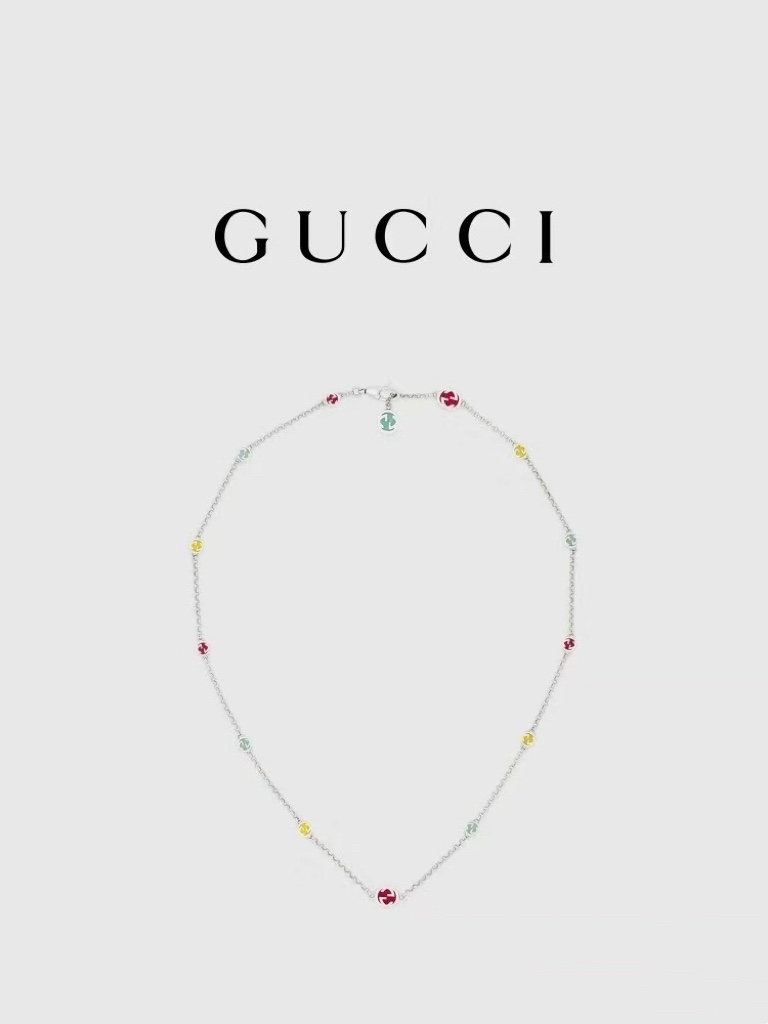 GUCCI 高仿多彩圓標細鏈項鍊 輕奢設計 百搭長鏈飾品| 7 GUCCI 高仿多彩圓標細鏈項鍊 輕奢設計 百搭長鏈飾品