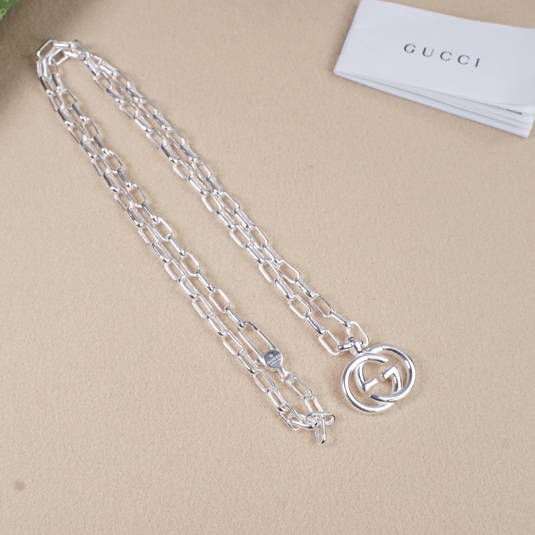 GUCCI 原單雙層鏈條項鍊 經典GG吊墜設計 潮流重工飾品| 11 GUCCI 原單雙層鏈條項鍊 經典GG吊墜設計 潮流重工飾品