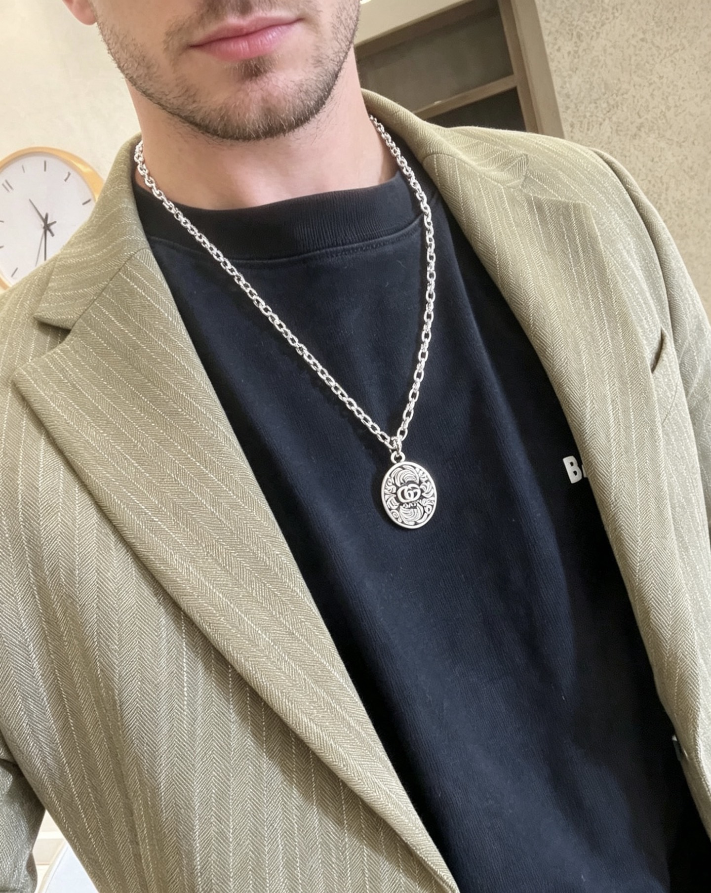 GUCCI 一比一 雕花橢圓吊墜項鏈 復古鏈條設計 潮流百搭款| 13 GUCCI 一比一 雕花橢圓吊墜項鏈 復古鏈條設計 潮流百搭款