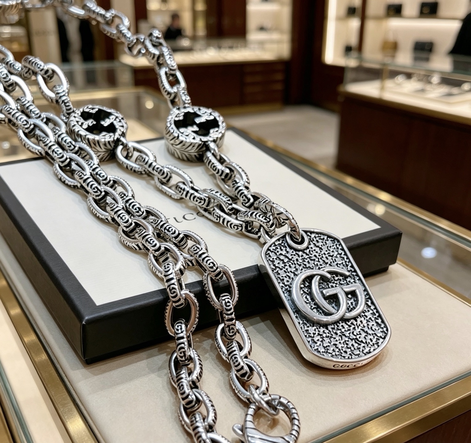GUCCI 高仿 多元素鏈條項鏈 GG吊牌復古設計 潮流配飾| 11 GUCCI 高仿 多元素鏈條項鏈 GG吊牌復古設計 潮流配飾