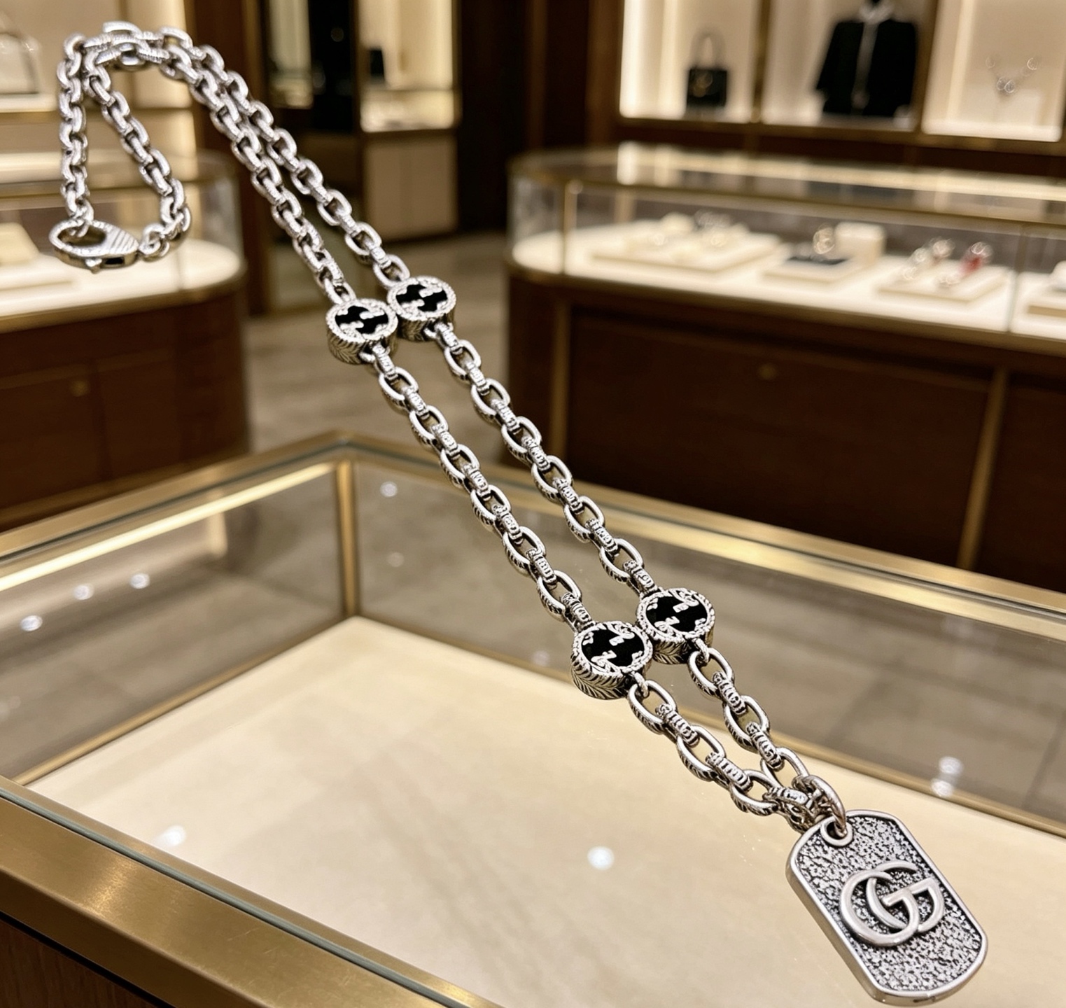 GUCCI 高仿 多元素鏈條項鏈 GG吊牌復古設計 潮流配飾| 10 GUCCI 高仿 多元素鏈條項鏈 GG吊牌復古設計 潮流配飾