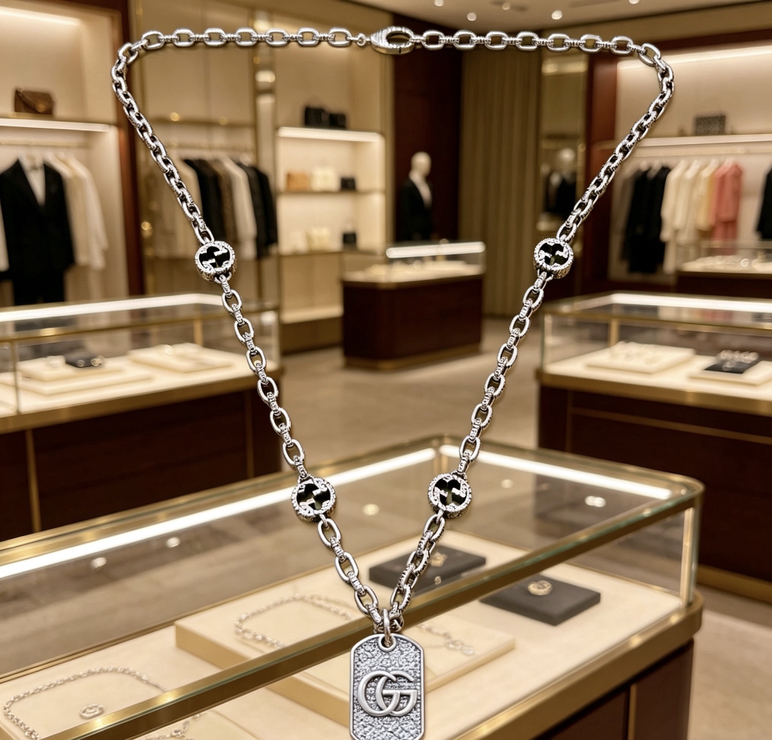 GUCCI 高仿 多元素鏈條項鏈 GG吊牌復古設計 潮流配飾| 7 GUCCI 高仿 多元素鏈條項鏈 GG吊牌復古設計 潮流配飾