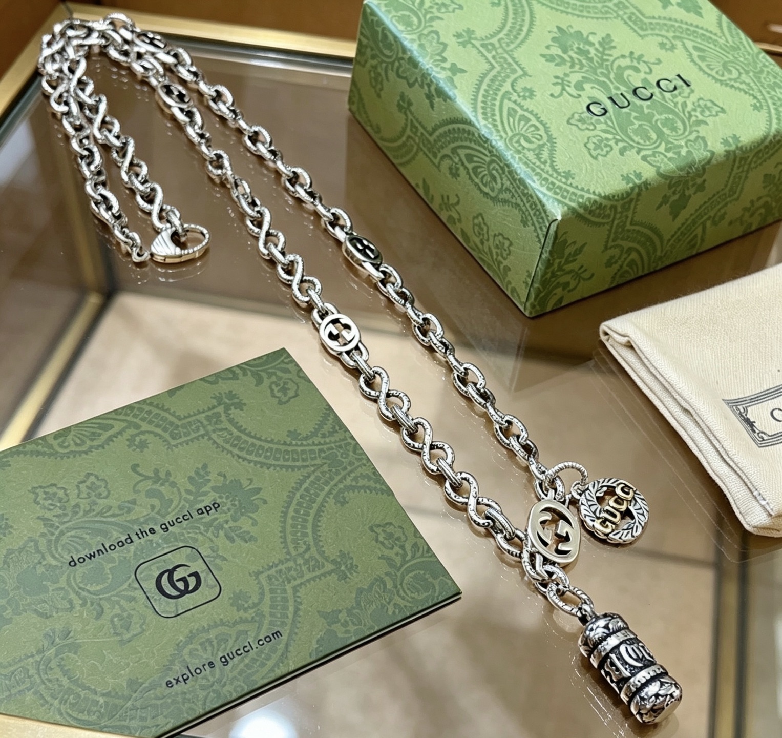 GUCCI 原單 經典吊墜長鏈項鏈 雙LOGO復古設計 百搭款| 14 GUCCI 原單 經典吊墜長鏈項鏈 雙LOGO復古設計 百搭款