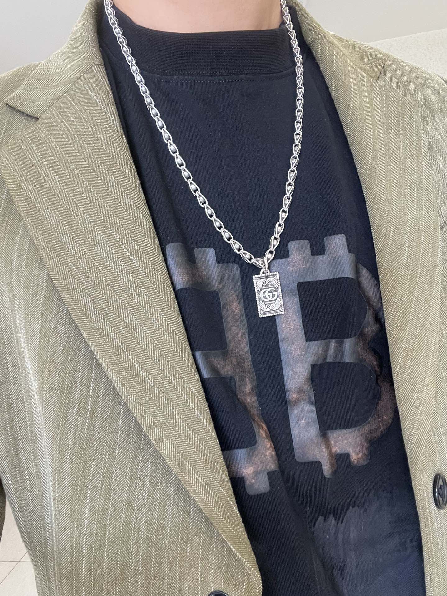 GUCCI 高仿 經典雙環鏈條項鏈 銀色簡約設計 潮流百搭款| 13 GUCCI 高仿 經典雙環鏈條項鏈 銀色簡約設計 潮流百搭款