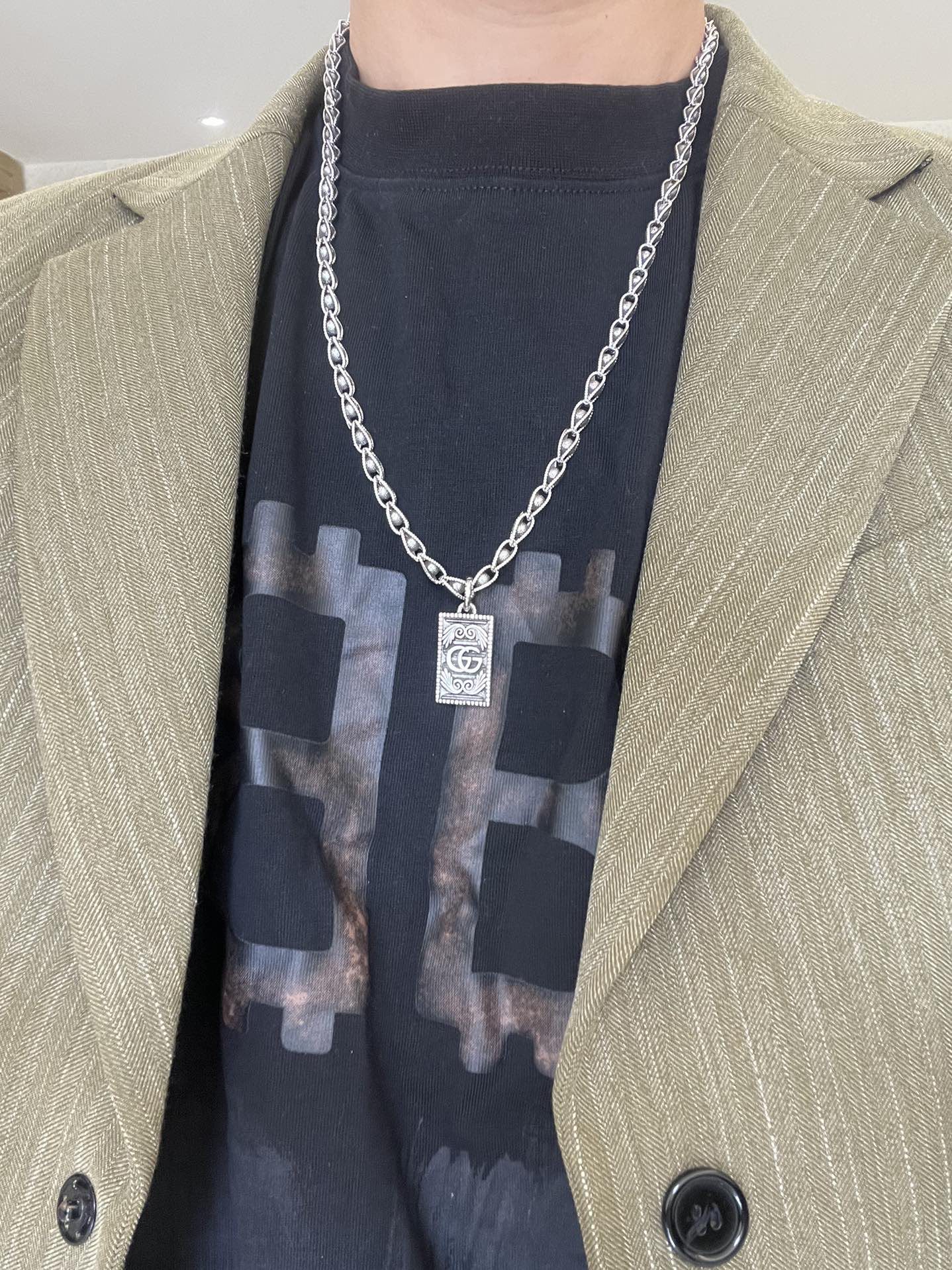GUCCI 高仿 經典雙環鏈條項鏈 銀色簡約設計 潮流百搭款| 7 GUCCI 高仿 經典雙環鏈條項鏈 銀色簡約設計 潮流百搭款