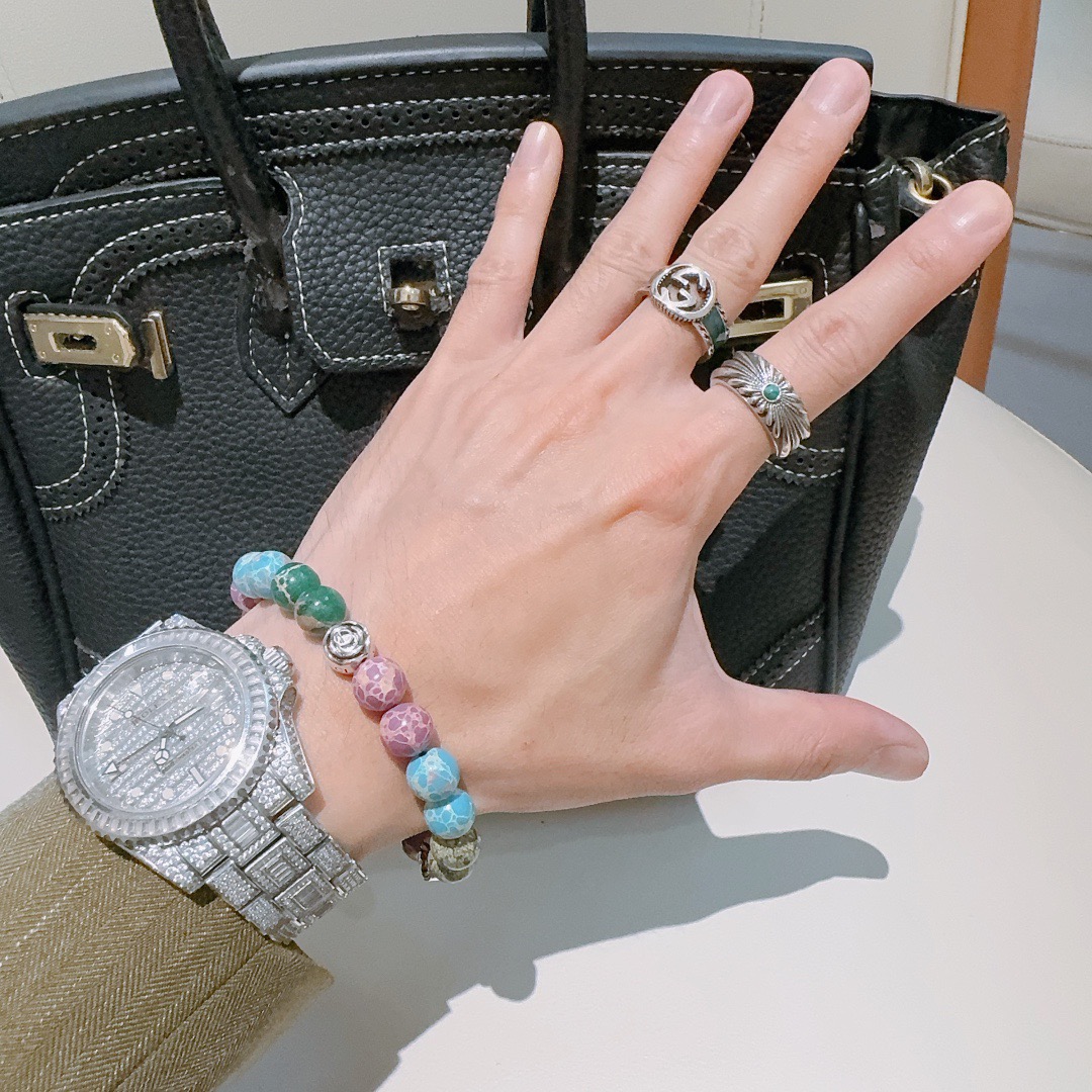 GUCCI 一比一 彩色天然石手鏈 拼色設計時尚款 個性百搭飾品| 13 GUCCI 一比一 彩色天然石手鏈 拼色設計時尚款 個性百搭飾品