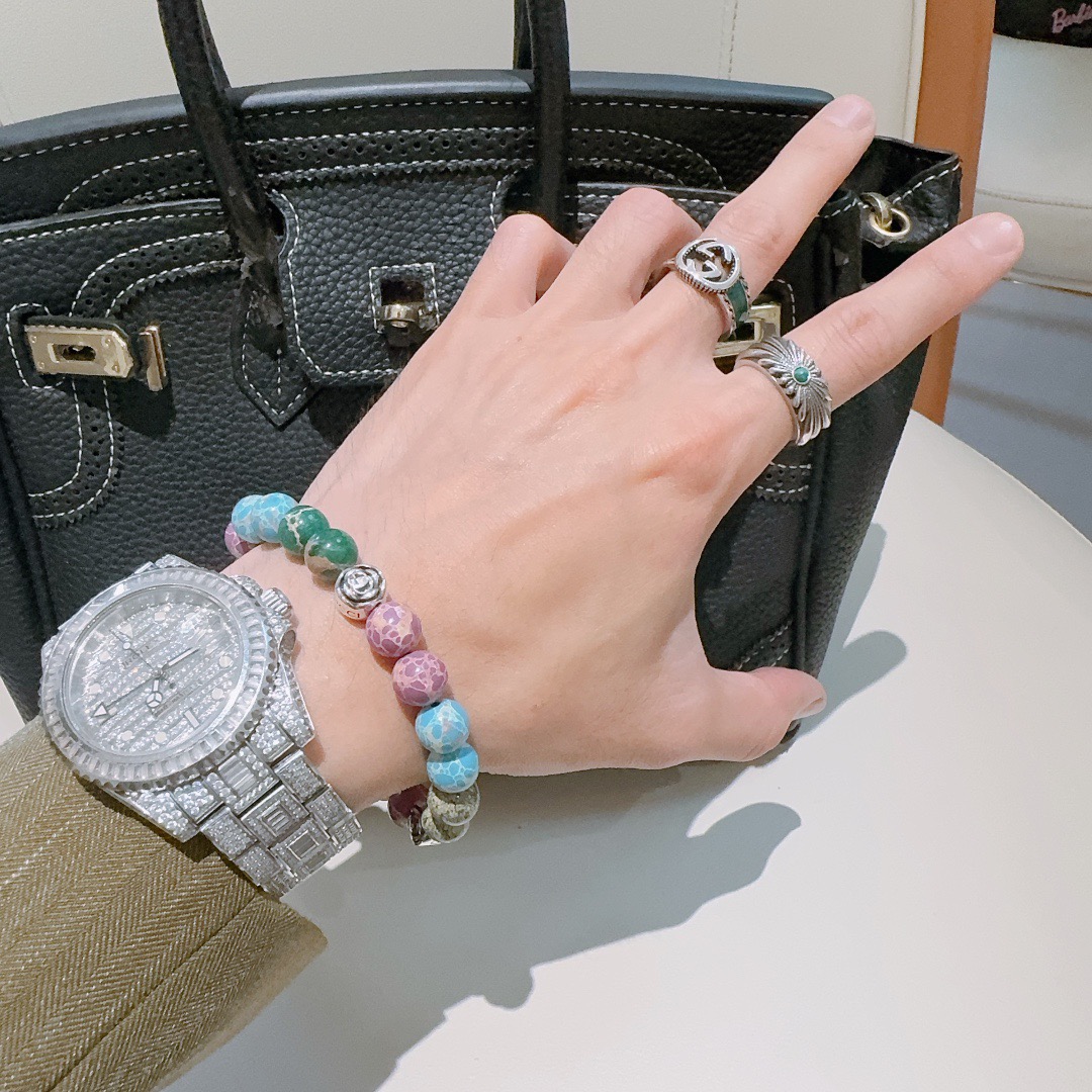 GUCCI 一比一 彩色天然石手鏈 拼色設計時尚款 個性百搭飾品| 9 GUCCI 一比一 彩色天然石手鏈 拼色設計時尚款 個性百搭飾品