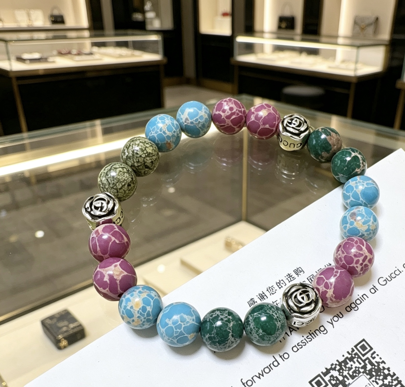 GUCCI 一比一 彩色天然石手鏈 拼色設計時尚款 個性百搭飾品| 8 GUCCI 一比一 彩色天然石手鏈 拼色設計時尚款 個性百搭飾品