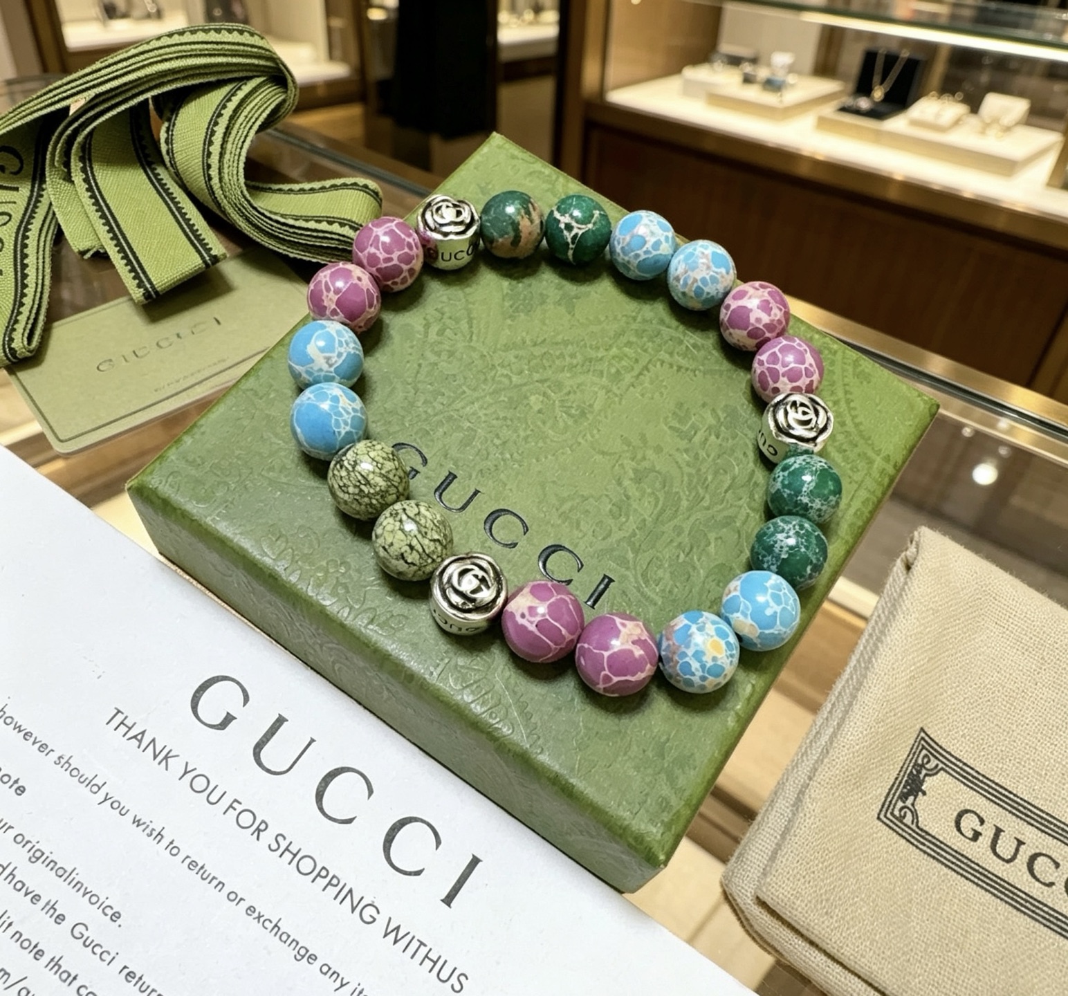GUCCI 一比一 彩色天然石手鏈 拼色設計時尚款 個性百搭飾品| 7 GUCCI 一比一 彩色天然石手鏈 拼色設計時尚款 個性百搭飾品