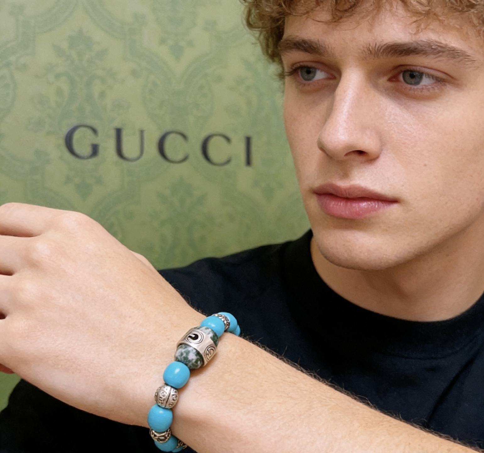 GUCCI 一比一 綠紋石混搭手鏈 雙色設計 潮流百搭款| 10 GUCCI 一比一 綠紋石混搭手鏈 雙色設計 潮流百搭款