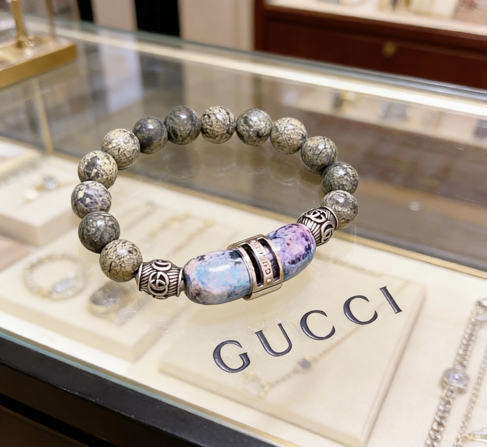GUCCI 一比一 綠紋石混搭手鏈 雙色設計 潮流百搭款| 9 GUCCI 一比一 綠紋石混搭手鏈 雙色設計 潮流百搭款
