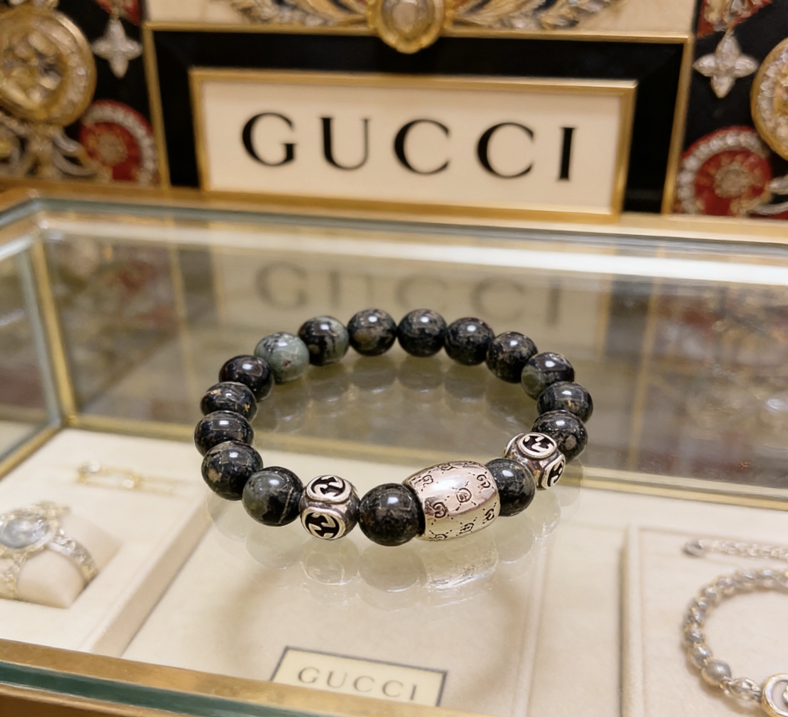GUCCI高仿雙G經典圓牌天然石手鏈 高端質感潮流款| 12 GUCCI高仿雙G經典圓牌天然石手鏈 高端質感潮流款