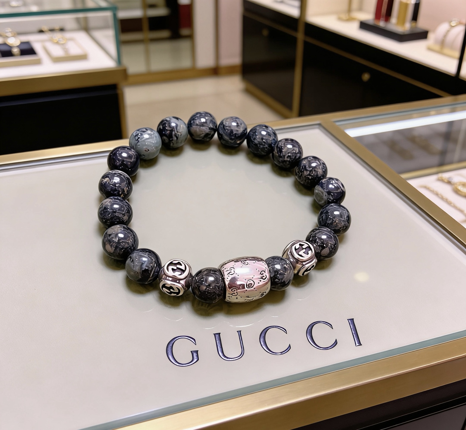 GUCCI高仿雙G經典圓牌天然石手鏈 高端質感潮流款| 7 GUCCI高仿雙G經典圓牌天然石手鏈 高端質感潮流款