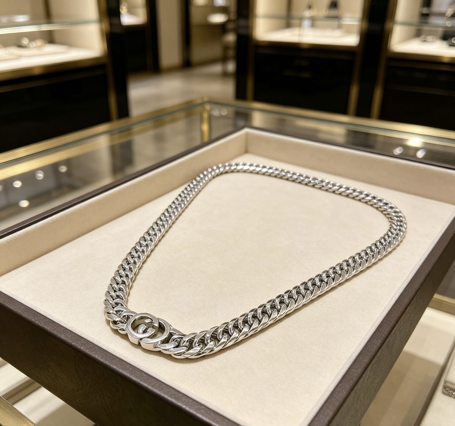GUCCI高仿經典雙G銀色粗鏈項鍊 潮流百搭款| 14 GUCCI高仿經典雙G銀色粗鏈項鍊 潮流百搭款