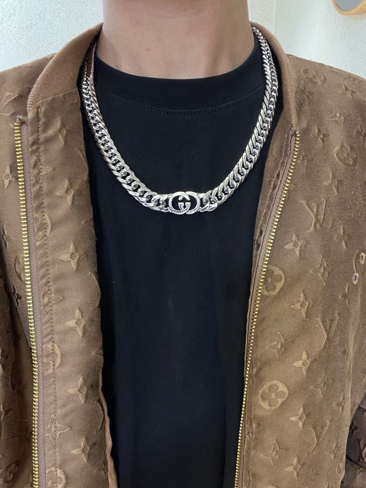 GUCCI高仿經典雙G銀色粗鏈項鍊 潮流百搭款| 13 GUCCI高仿經典雙G銀色粗鏈項鍊 潮流百搭款