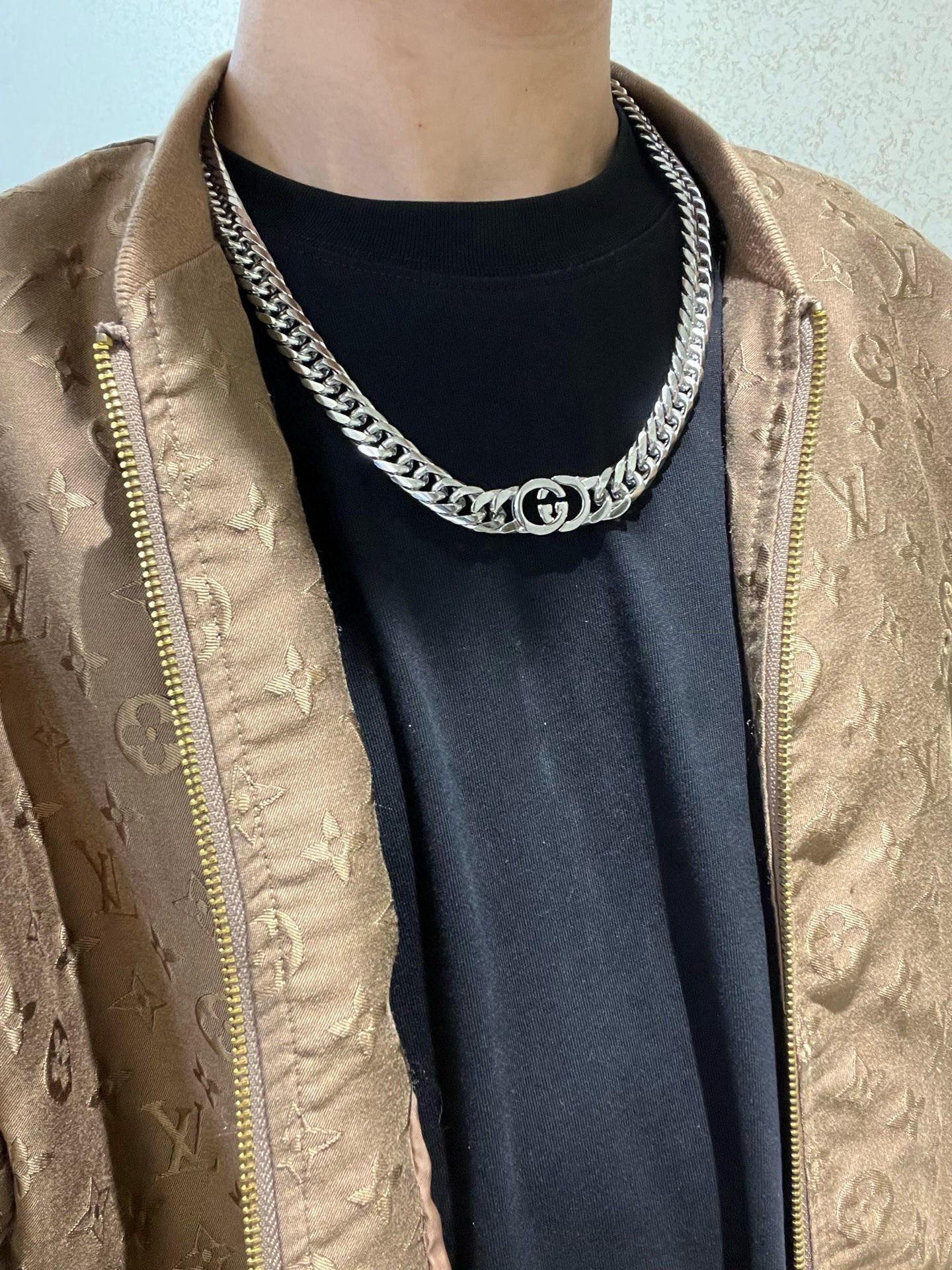 GUCCI高仿經典雙G銀色粗鏈項鍊 潮流百搭款| 7 GUCCI高仿經典雙G銀色粗鏈項鍊 潮流百搭款