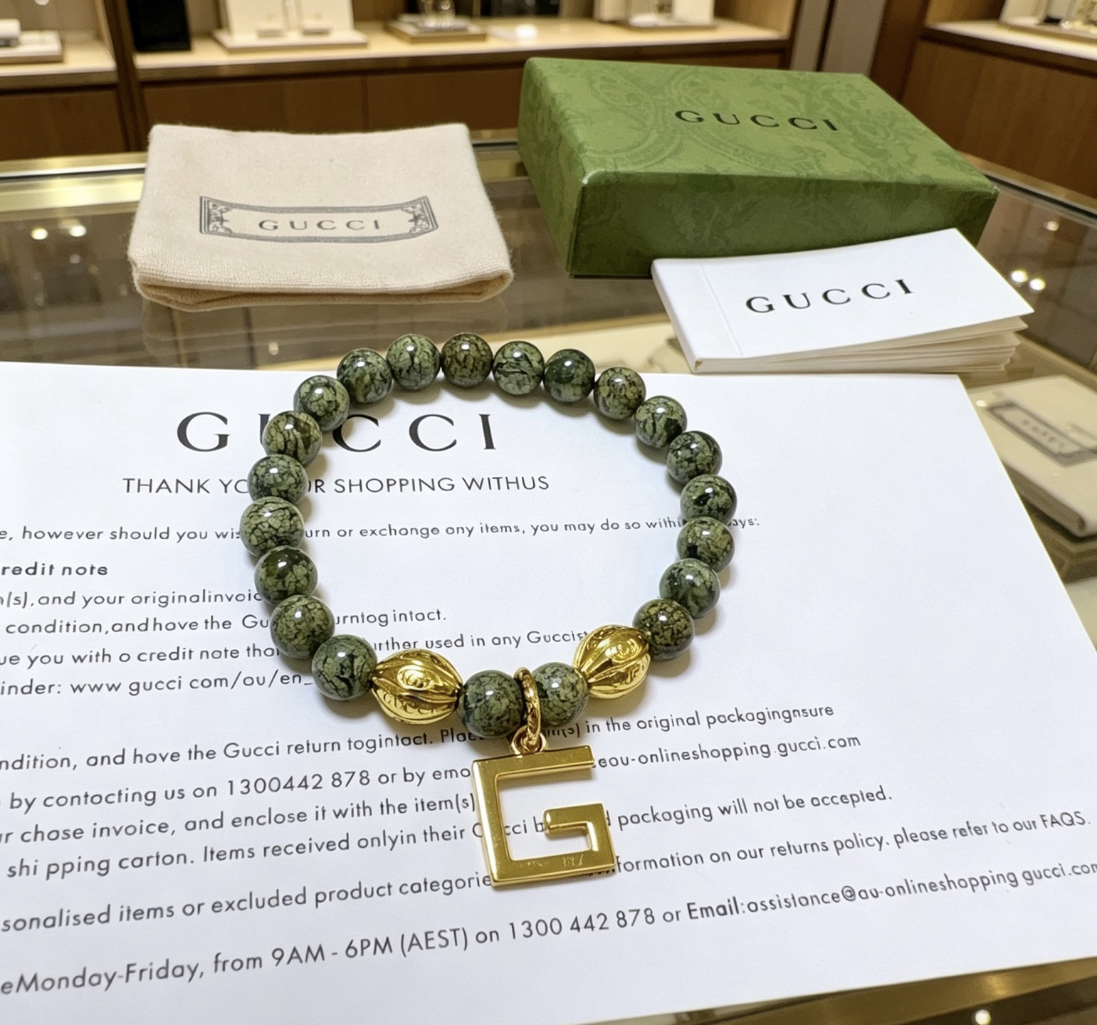 Gucci一比一綠石珠串手鍊 男士潮流G字吊飾設計| 11 Gucci一比一綠石珠串手鍊 男士潮流G字吊飾設計
