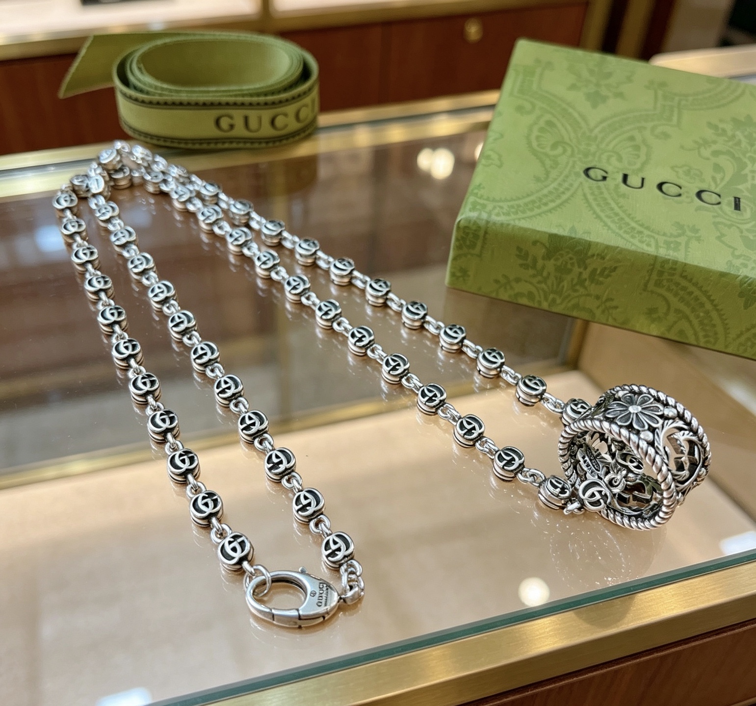 GucciA貨雙G圓球鏈條項鍊 潮流男女同款| 13 GucciA貨雙G圓球鏈條項鍊 潮流男女同款