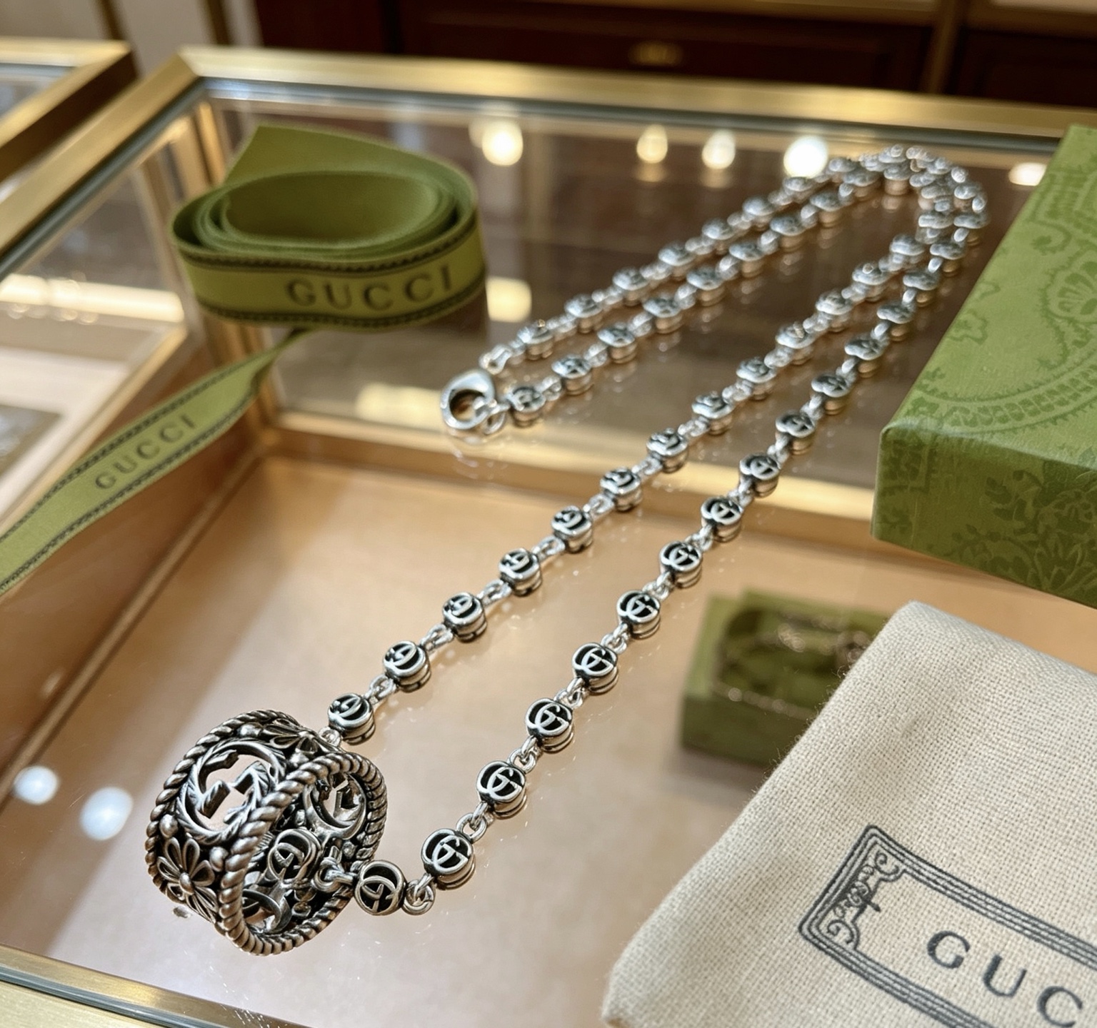 GucciA貨雙G圓球鏈條項鍊 潮流男女同款| 9 GucciA貨雙G圓球鏈條項鍊 潮流男女同款