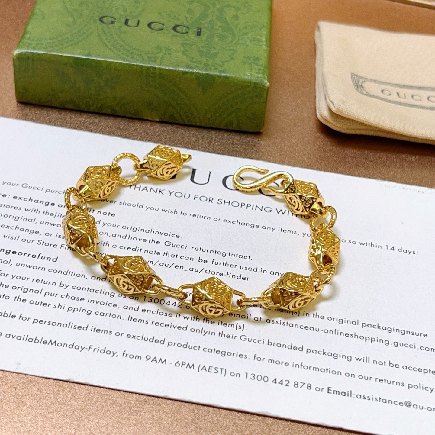 Gucci一比一復古玫瑰雕刻鏈條手鏈 金色精品時尚款| 8 Gucci一比一復古玫瑰雕刻鏈條手鏈 金色精品時尚款