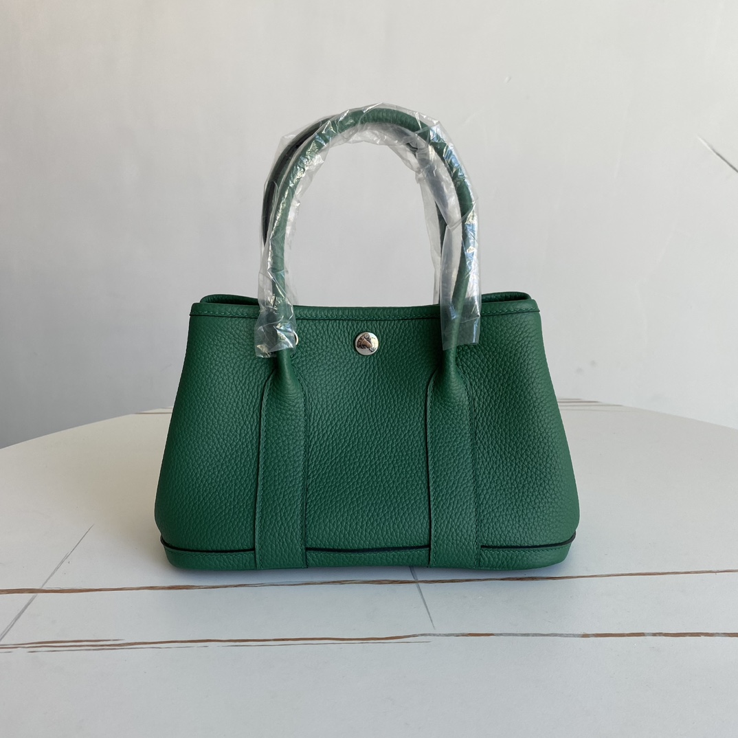 高仿Hermes Garden Party手提包 高端荔枝纹牛皮托特包 經典綠色款