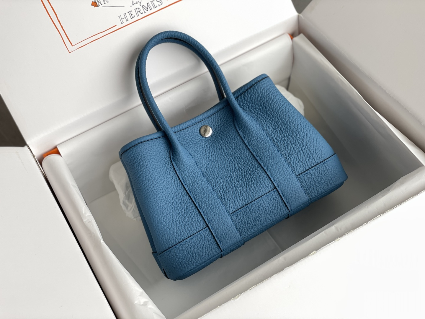 高仿Hermes Garden Party托特包 高端復刻荔枝纹牛皮 天空藍款| 14 高仿Hermes Garden Party托特包 高端復刻荔枝纹牛皮 天空藍款