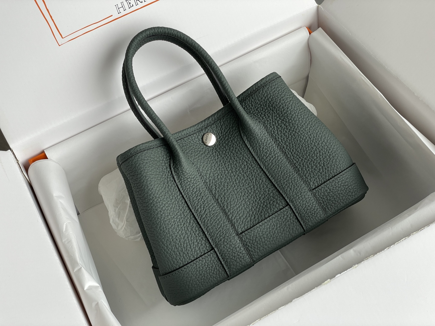 原單Hermes Garden Party手提包 高端復刻牛皮托特包 墨綠色款| 14 原單Hermes Garden Party手提包 高端復刻牛皮托特包 墨綠色款