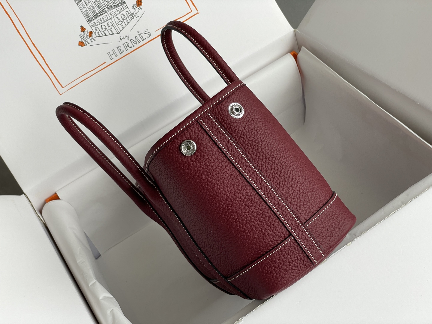 高仿Hermes Garden Party托特包 高端荔枝纹牛皮 酒紅色款| 12 高仿Hermes Garden Party托特包 高端荔枝纹牛皮 酒紅色款