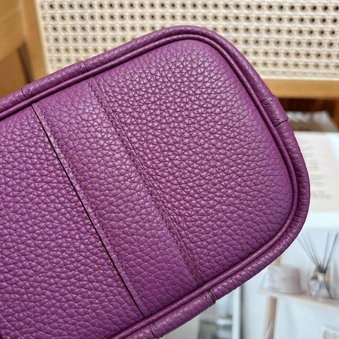 原單Hermes Garden Party手提包 高端荔枝纹牛皮 紫色托特包| 8 原單Hermes Garden Party手提包 高端荔枝纹牛皮 紫色托特包