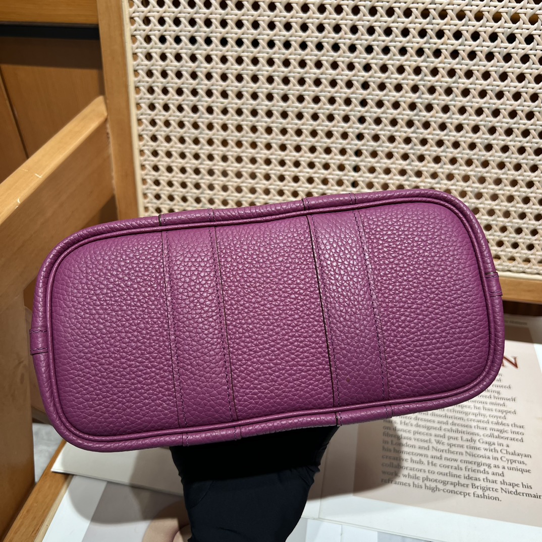 原單Hermes Garden Party手提包 高端荔枝纹牛皮 紫色托特包| 7 原單Hermes Garden Party手提包 高端荔枝纹牛皮 紫色托特包