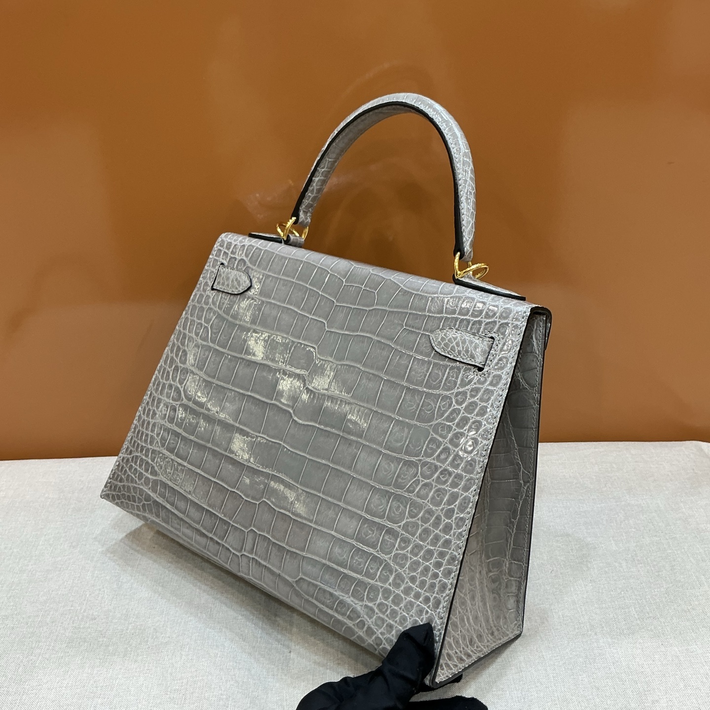Hermès A貨 Kelly 灰色鱷魚紋手提包 簡約高級通勤女包| 10 Hermès A貨 Kelly 灰色鱷魚紋手提包 簡約高級通勤女包