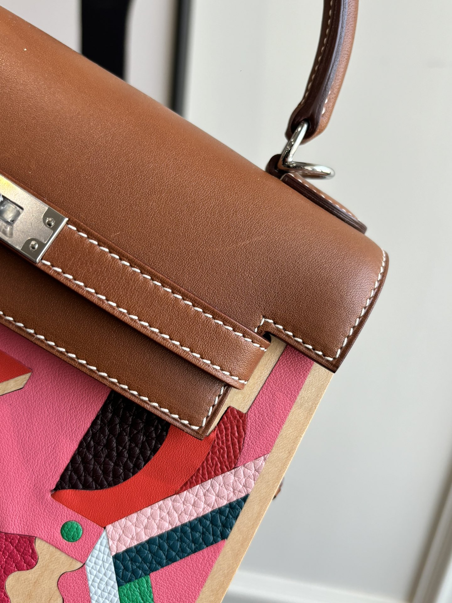 Hermès 原單 Kelly 幾何拼色手提包 藝術風精品女包| 14 Hermès 原單 Kelly 幾何拼色手提包 藝術風精品女包