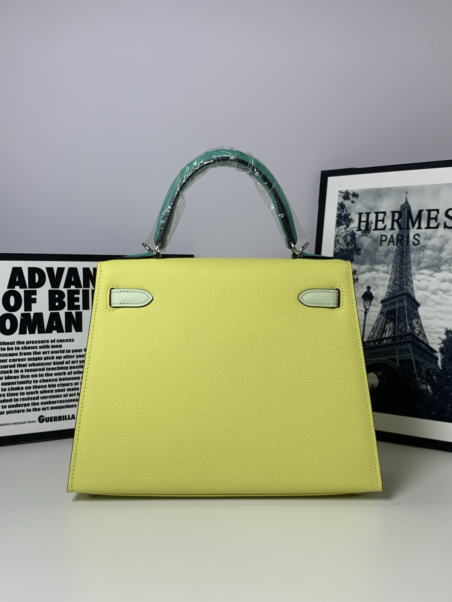 原單 Hermes Kelly 25 檸檬黃拼薄荷綠手提包 清新時尚女包| 13 原單 Hermes Kelly 25 檸檬黃拼薄荷綠手提包 清新時尚女包