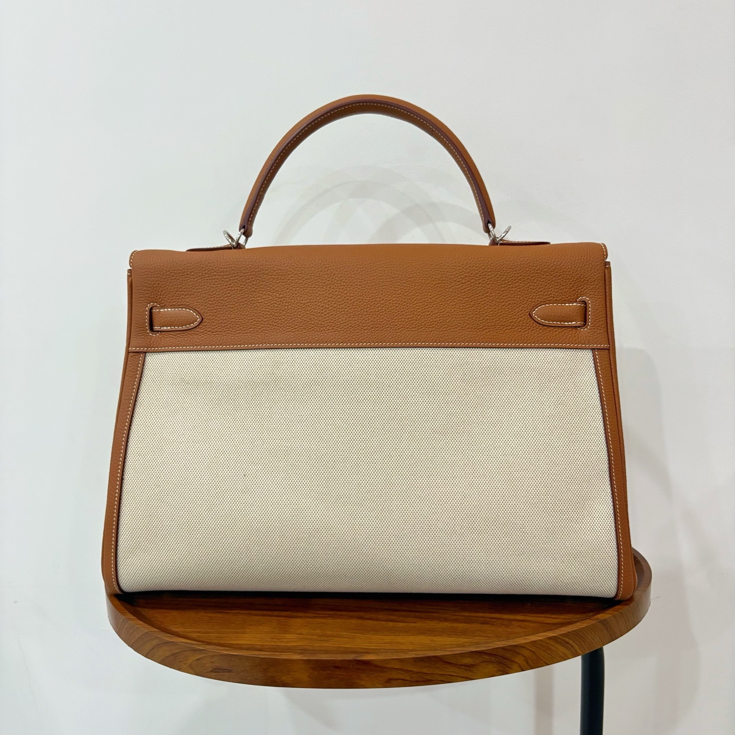 Hermès 原單 Kelly 40 棕色拼接帆布手提包 大容量商務通勤精品包| 11 Hermès 原單 Kelly 40 棕色拼接帆布手提包 大容量商務通勤精品包