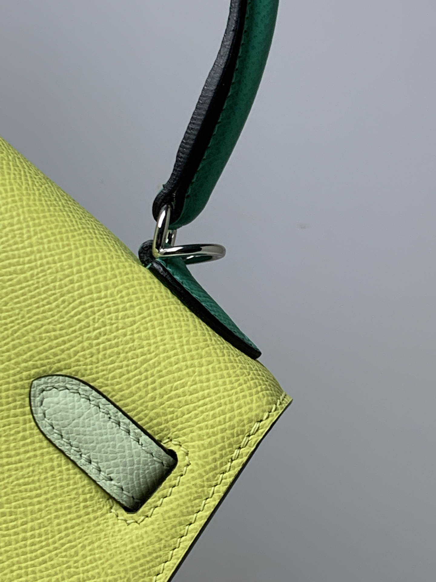 原單 Hermes Kelly 25 檸檬黃拼薄荷綠手提包 清新時尚女包| 11 原單 Hermes Kelly 25 檸檬黃拼薄荷綠手提包 清新時尚女包