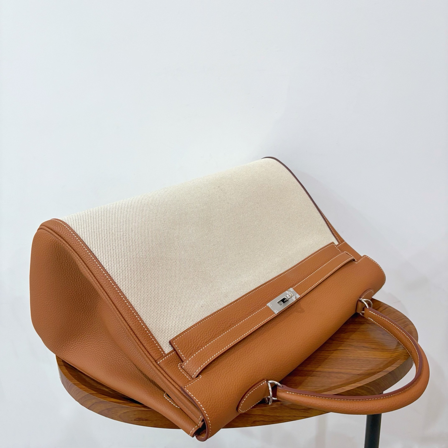 Hermès 原單 Kelly 40 棕色拼接帆布手提包 大容量商務通勤精品包| 10 Hermès 原單 Kelly 40 棕色拼接帆布手提包 大容量商務通勤精品包