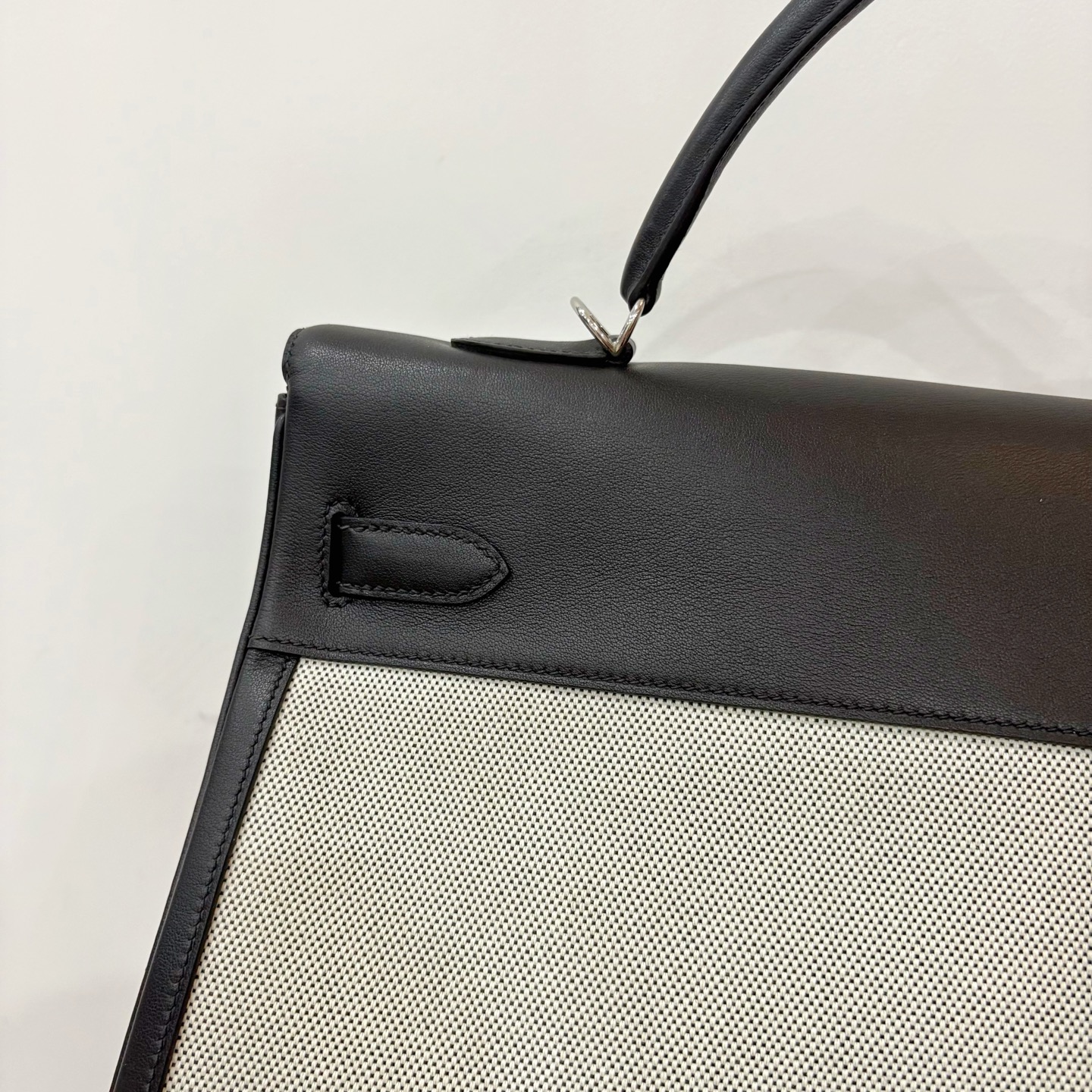 Hermès 高仿 Kelly 40 黑色拼接帆布手提包 大容量百搭商務精品包| 8 Hermès 高仿 Kelly 40 黑色拼接帆布手提包 大容量百搭商務精品包