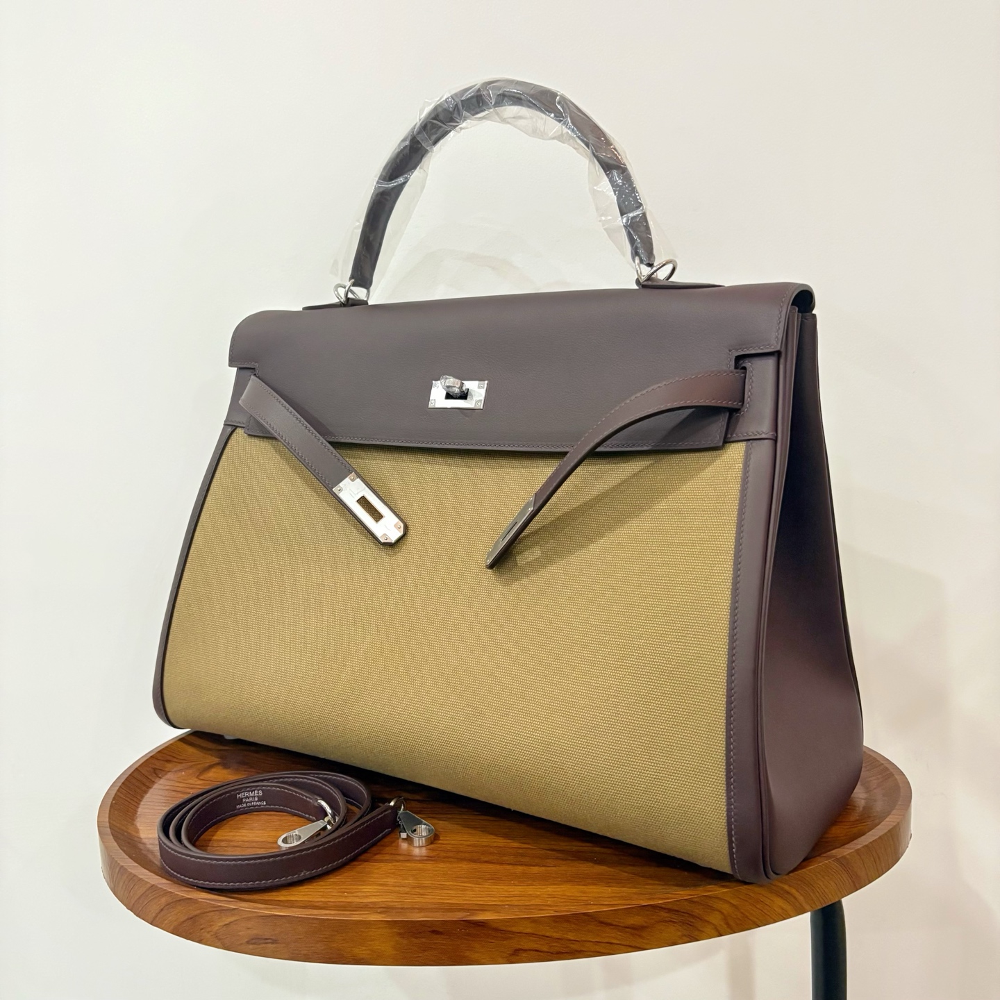 Hermès 高仿 Kelly 40 酒紫色拼接帆布手提包 高質感大容量精品包| 14 Hermès 高仿 Kelly 40 酒紫色拼接帆布手提包 高質感大容量精品包