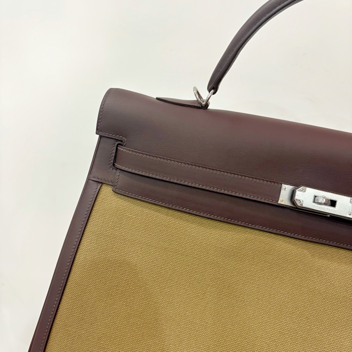 Hermès 高仿 Kelly 40 酒紫色拼接帆布手提包 高質感大容量精品包| 9 Hermès 高仿 Kelly 40 酒紫色拼接帆布手提包 高質感大容量精品包