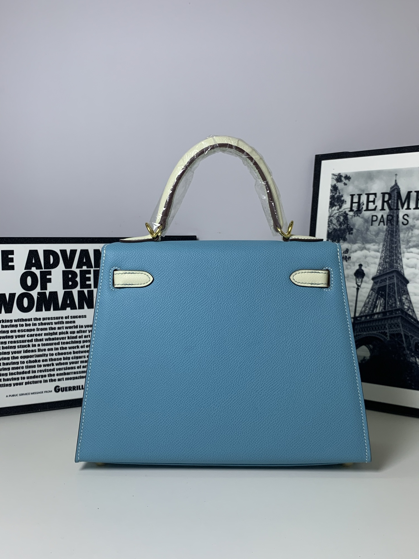 高仿 Hermes Kelly 25 奶油白拼藍色手提包 氣質優雅女包| 13 高仿 Hermes Kelly 25 奶油白拼藍色手提包 氣質優雅女包