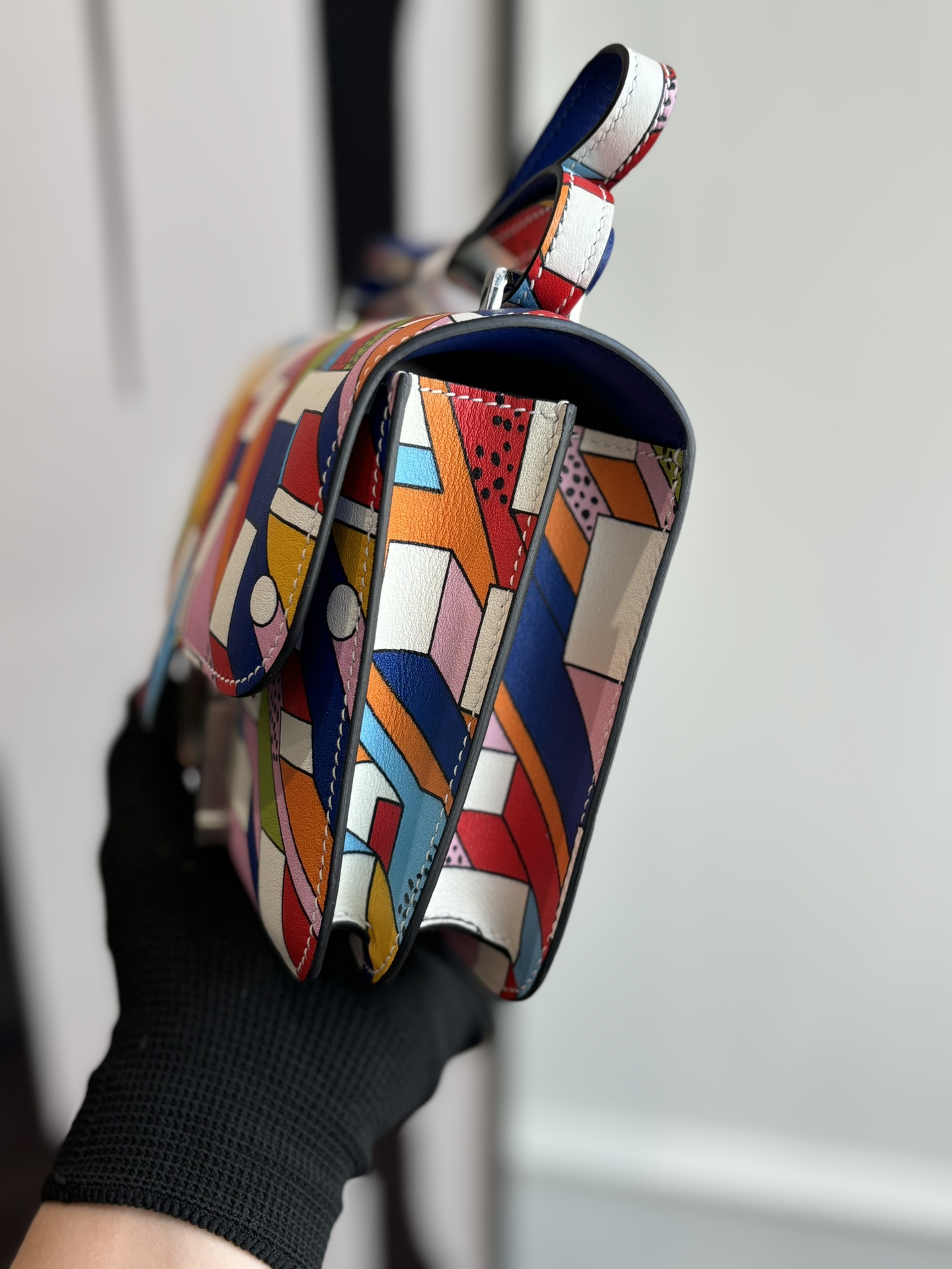 Hermes 高仿 女款 Constance 幾何彩色拼接斜背包 時尚藝術風小方包| 12 Hermes 高仿 女款 Constance 幾何彩色拼接斜背包 時尚藝術風小方包
