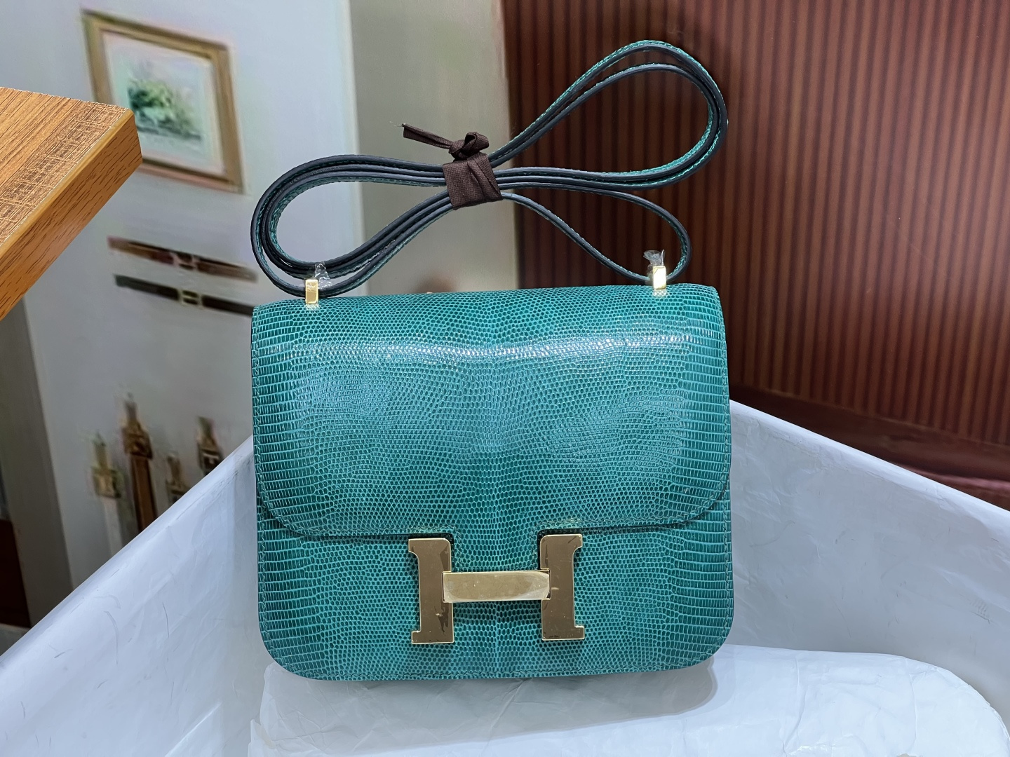 Hermes 高仿 女款 Constance 绿色斜背包 氣質甜美小方包
