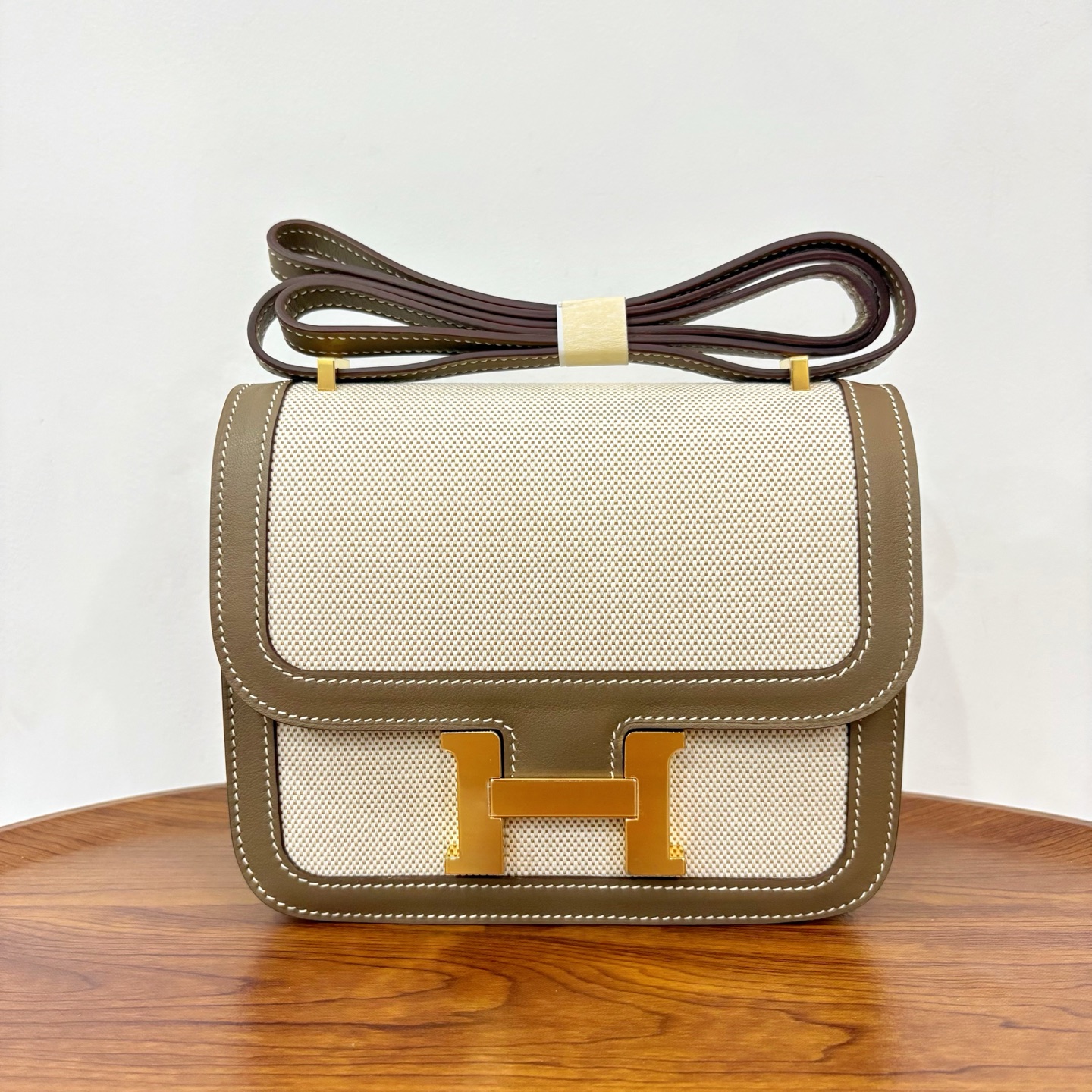 Hermes Constance 一比一帆布拼接H扣包質感肩背斜背包