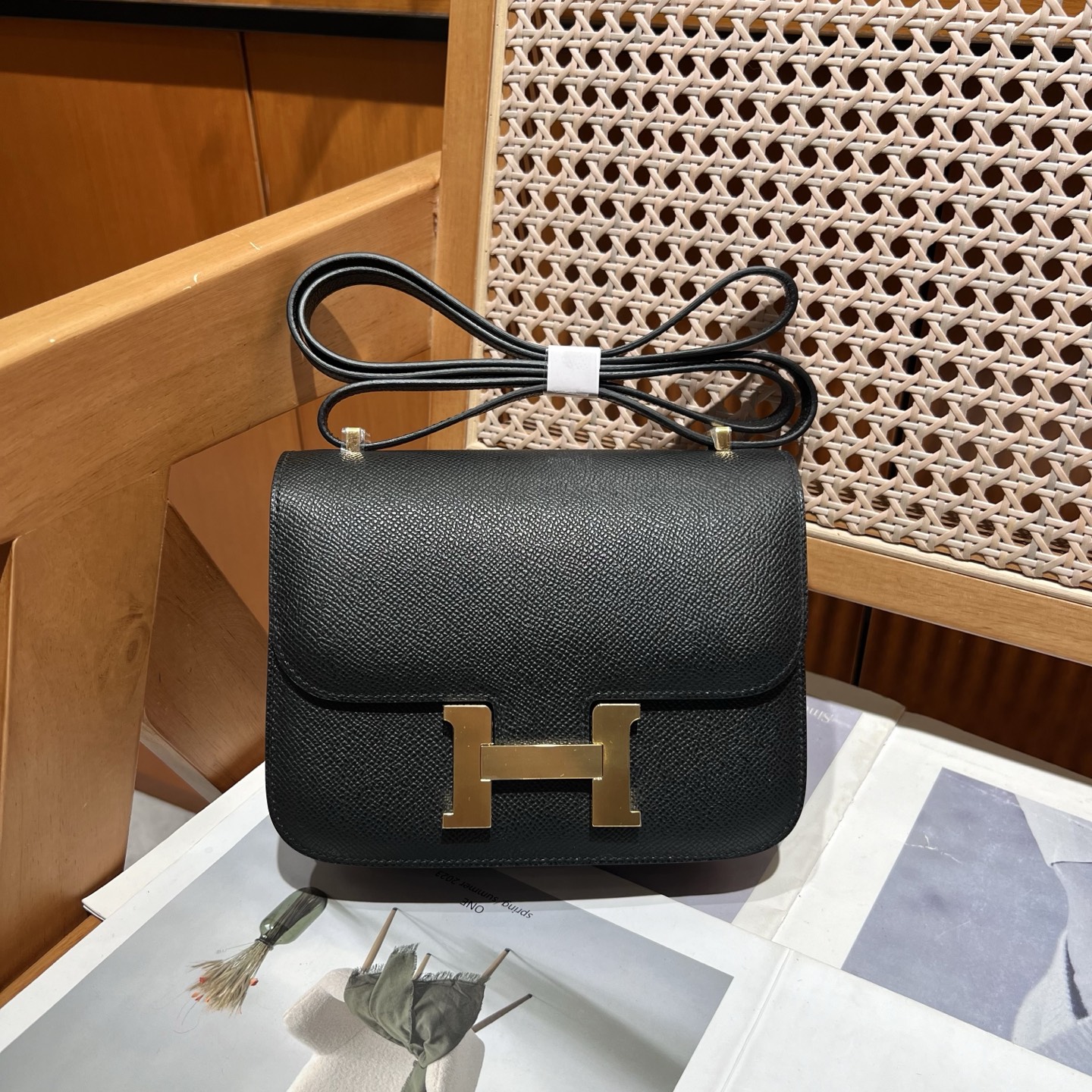 Hermes原單Constance黑色Epsom皮斜挎包小方包經典款| 14 Hermes原單Constance黑色Epsom皮斜挎包小方包經典款