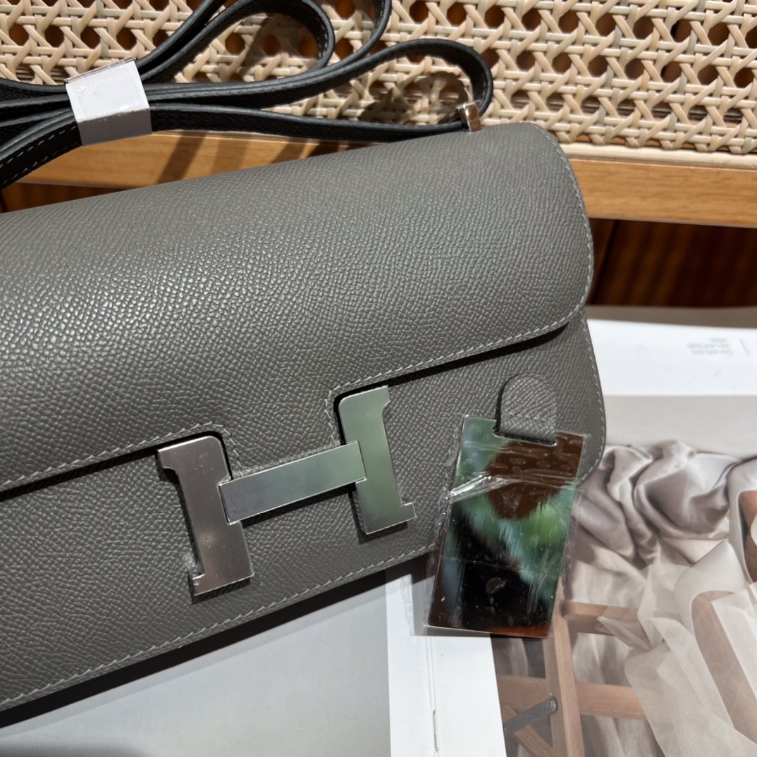 HermesA貨Constance灰色Epsom牛皮斜背包簡約氣質小方包| 7 HermesA貨Constance灰色Epsom牛皮斜背包簡約氣質小方包