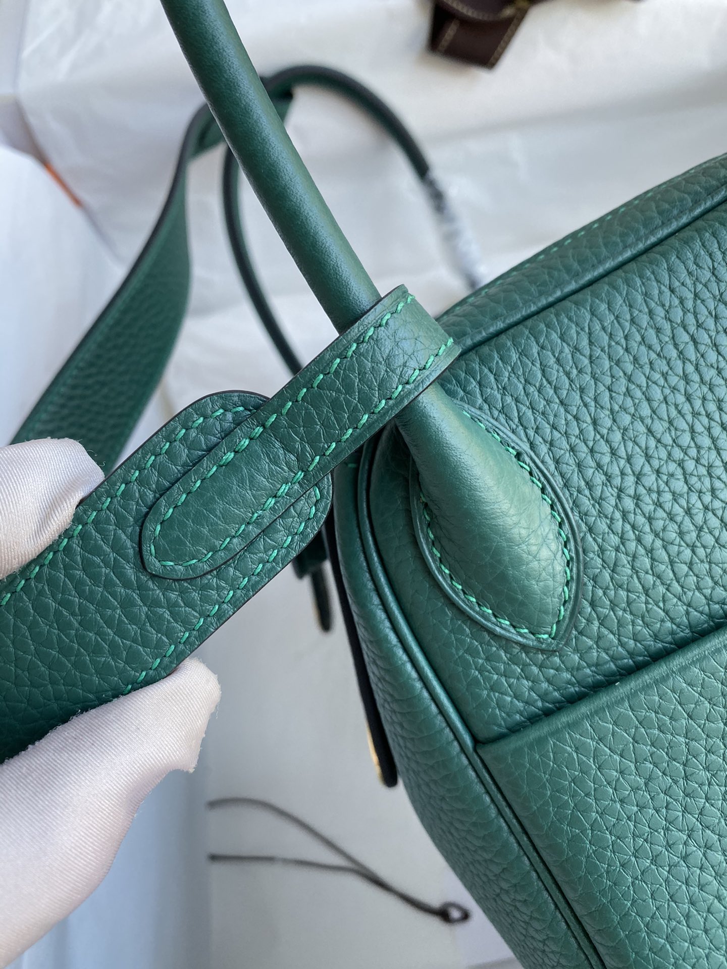 Hermes 高仿 Lindy琳迪包 墨绿色 手提斜挎包 高端女包| 12 Hermes 高仿 Lindy琳迪包 墨绿色 手提斜挎包 高端女包